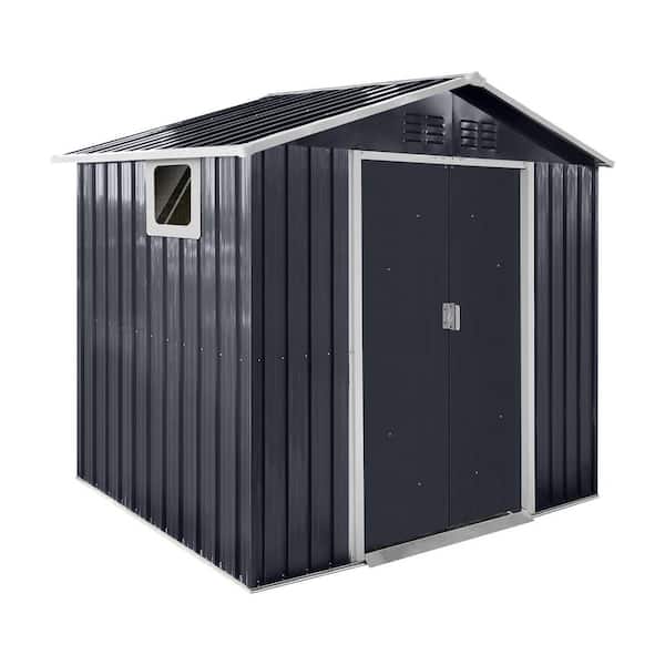 7 ft. x 4.3 ft. Multi-Purpose Metal Outdoor Storage Shed with Window, Grey (30 sq. ft.)
