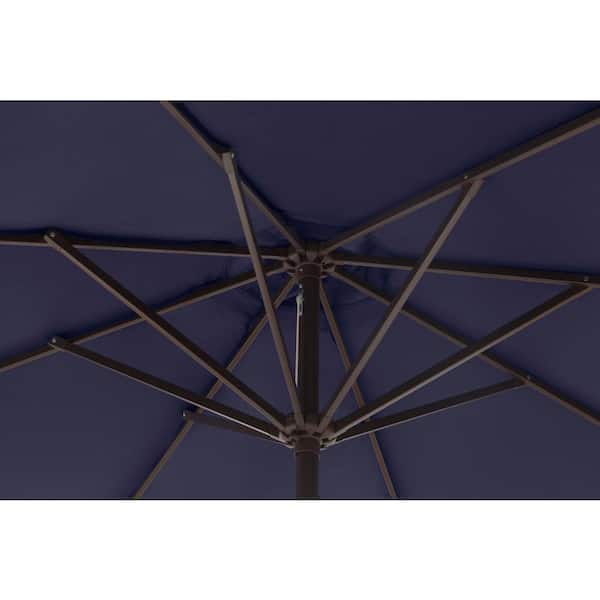 Harris 9 ft. Market Patio Umbrella in Navy Blue with Black Round Hard Plastic Base