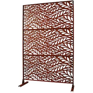 76 in. x 48 in. Brown Privacy Screen Metal Freestanding Decorative Privacy Screen for Balcony Patio PS110