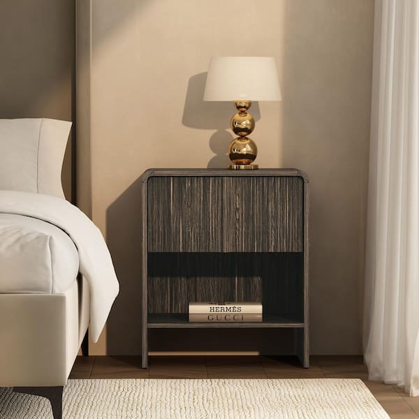 Manhattan Comfort Novara Jacobean Walnut 1-Drawer 22 in. W