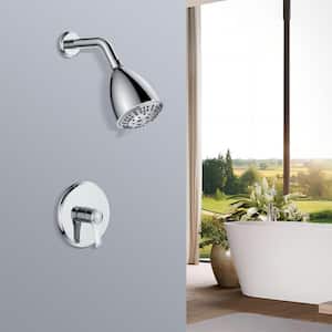 9-Spray Patterns with 4 in. Tub Wall Mount Single Handheld Shower Heads With 1.8 GPM in Chrome(Valve Included)
