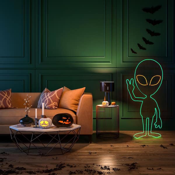 National Tree Company 40 in. Halloween Neon Style Alien Decoration ...