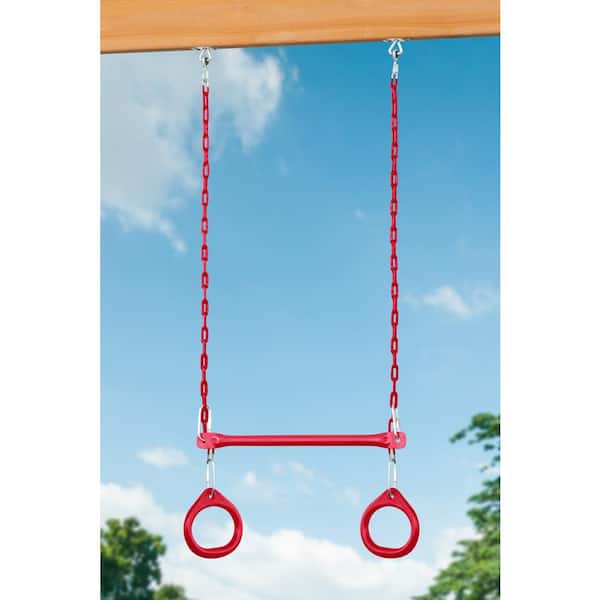 Creative Cedar Designs 3800-R Trailside Complete Wood Swing Set with Red Playset Accessories - 3