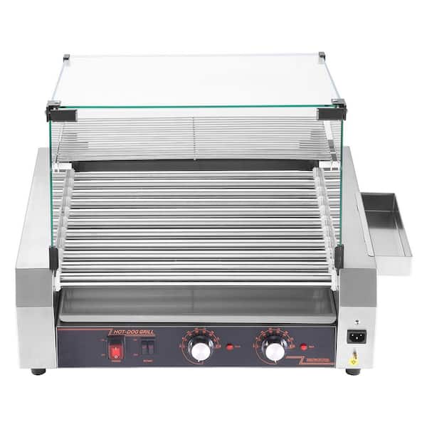 Hot Dog Roller, 30 Hot Dog 11 Rollers, Stainless Steel Sausage Indoor Grill Cooker, 1600 W Hot Dog Machine
