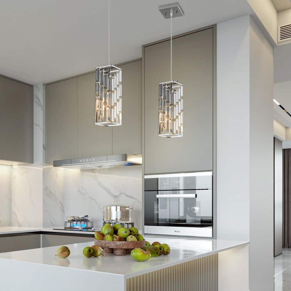 Home Light 40-Watt 1-Light Modern Chrome Pendant Light with Crystal Shade, No Bulbs Included, 3-Pack price history on PriceWatchPro