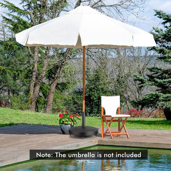 52lbs Patio Umbrella Base with Wheels, Resin Heavy-Duty Umbrella Stand