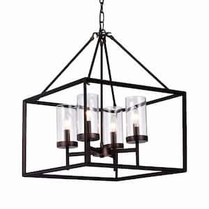 Anson 20 in. 4-Light Indoor Coffee Bean Finish Pendant Lamp Chandelier with Light Kit