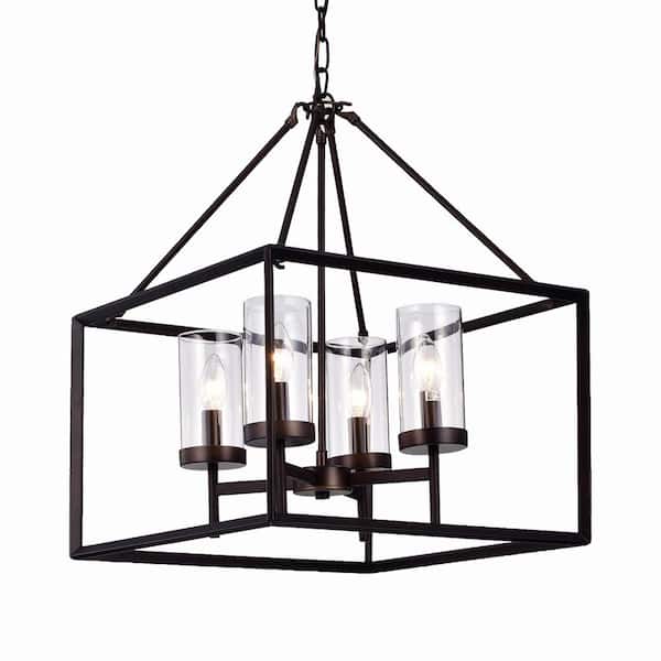 Warehouse of Tiffany Anson 20 in. 4-Light Indoor Coffee Bean Finish Pendant Lamp Chandelier with Light Kit