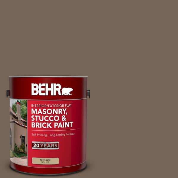 BEHR 1 gal. #N220-6 Landmark Brown Flat Interior/Exterior Masonry, Stucco and Brick Paint
