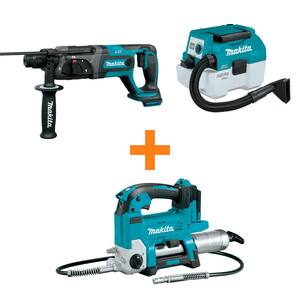18V LXT Lithium-Ion Cordless 7/8 in. Rotary Hammer and 18V LXT Brushless Wet/Dry Vacuum with bonus 18V LXT Grease Gun
