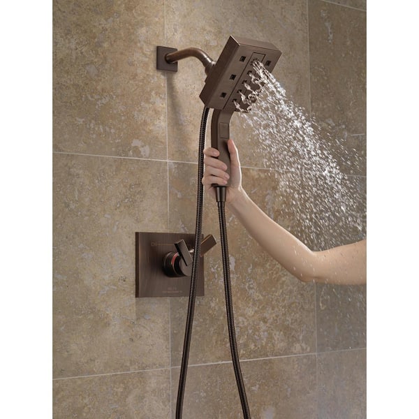 In2ition 4-Spray Patterns 2.5 GPM 4.5 in. Wall Mount Dual Shower Heads in Venetian Bronze