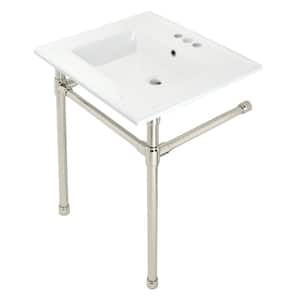 Dreyfuss Ceramic White Console Sink Basin and Leg Combo in Polished Nickel