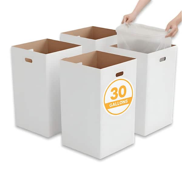 30 gal. Corrugated Cardboard Disposable Trash Can and Recycling Container (4 PACK)