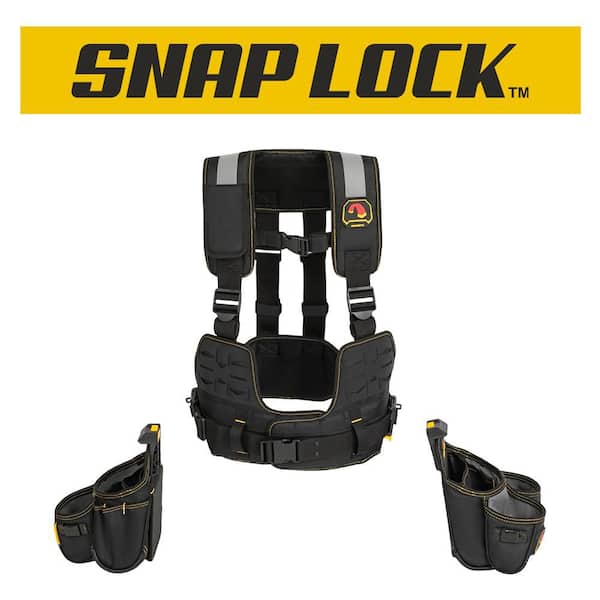 Snap Lock Tradesman Tool Vest Suspension Rig with Magnetic Storage and Quick Release Work Belt