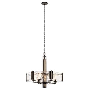 Aberdeen 28 in. 6-Light Olde Bronze Farmhouse Shaded Drum Chandelier for Dining Room