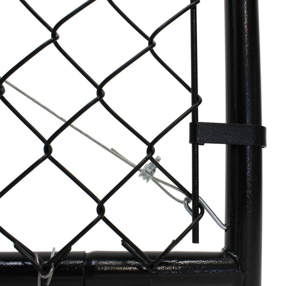 Black Adjustable Chain Link Walk-Thru Gate Kit with Steel Frame