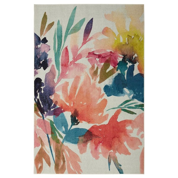 Mohawk Home Embry Cream 5 ft. x 8 ft. Floral Area Rug