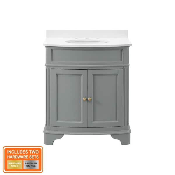 Terryn 31 in. Single Sink Dusk Green Bath Vanity with Engineered White Marble Top (Assembled)