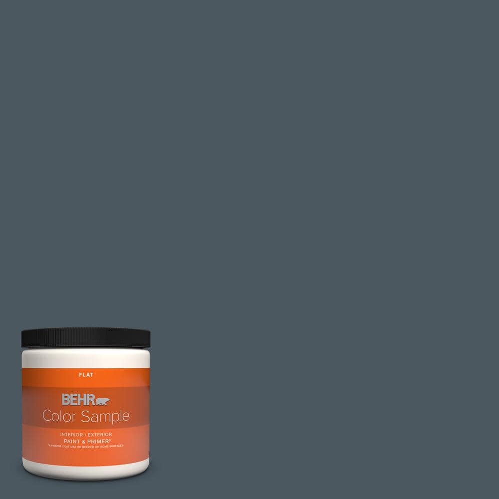 BEHR PREMIUM PLUS 8 oz. #S470-7 Undersea Flat Interior/Exterior Paint ...