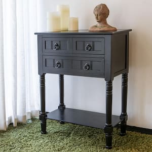 Westerman Three-Drawer Wood Console with Shelf, Navy Finish