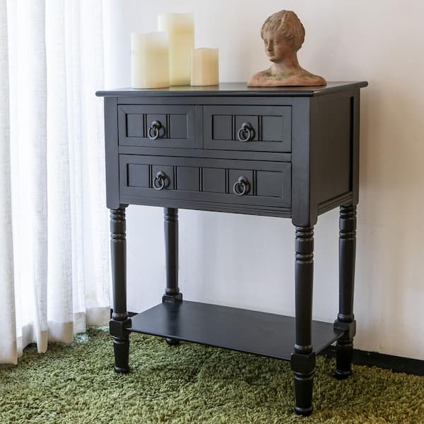 Decor Therapy Westerman Three-Drawer Wood Console with Shelf, Navy Finish