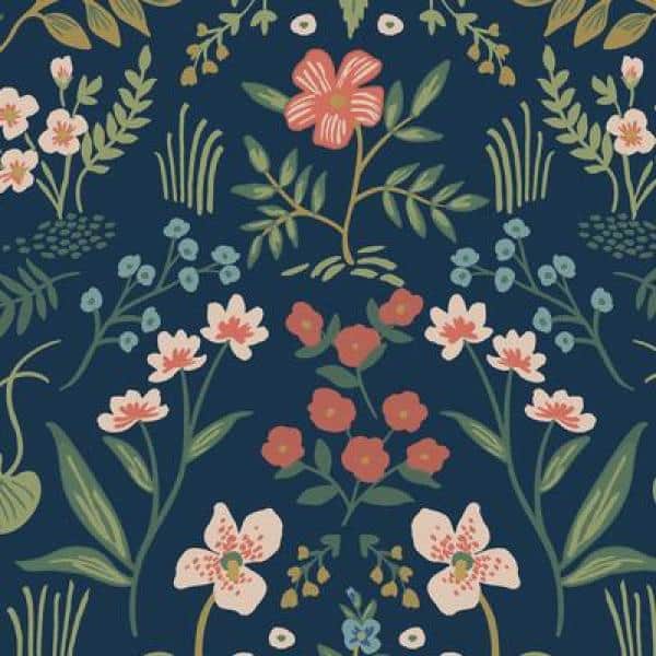 Navy Wildwood Floral Removable Washable Wallpaper