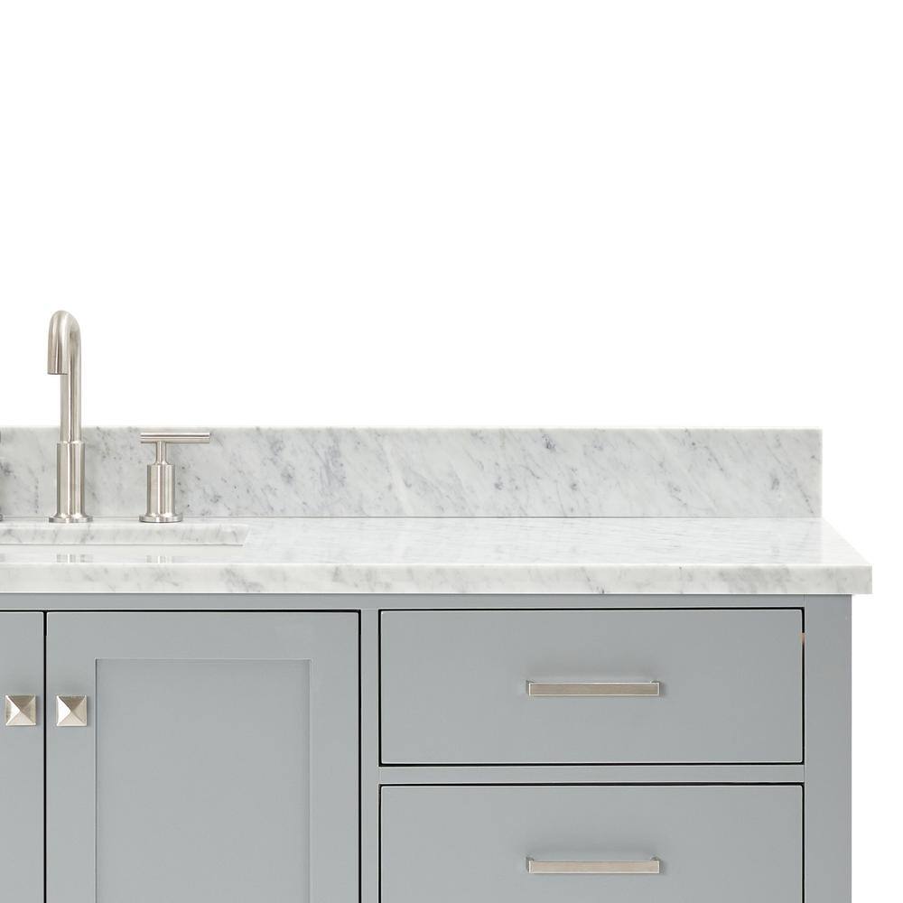 Cambridge 67" Gray Wood Vanity with Carrara Marble Top