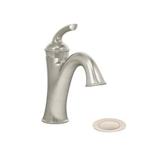 Elm Single-Hole Single-Handle Bathroom Faucet with Push Pop Drain in Satin Nickel (1.0 GPM)