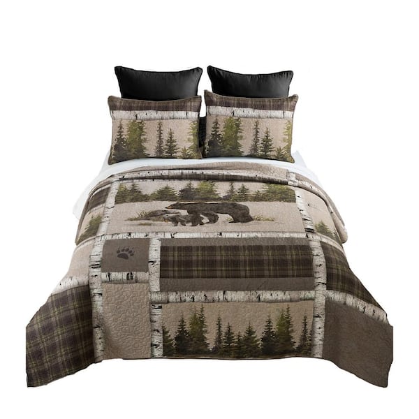 DONNA SHARP Bear Panels UCC Multicolor 3-Piece King Quilt Set