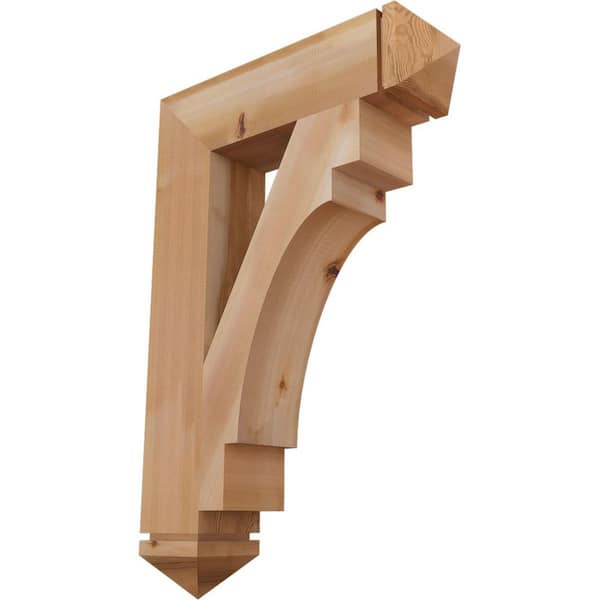 Ekena Millwork 5.5 in. x 38 in. x 26 in. Western Red Cedar Merced Arts and Crafts Smooth Bracket