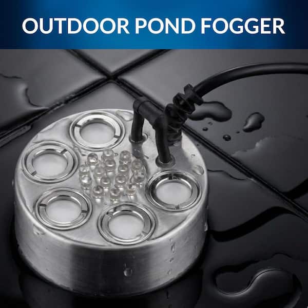 Alpine Corporation Super Power Pond Fogger – 5-Jet Mister With Floating Ring & Color LED Lights, Submersible Outdoor Decor For Ponds, Fountains & Waterfalls