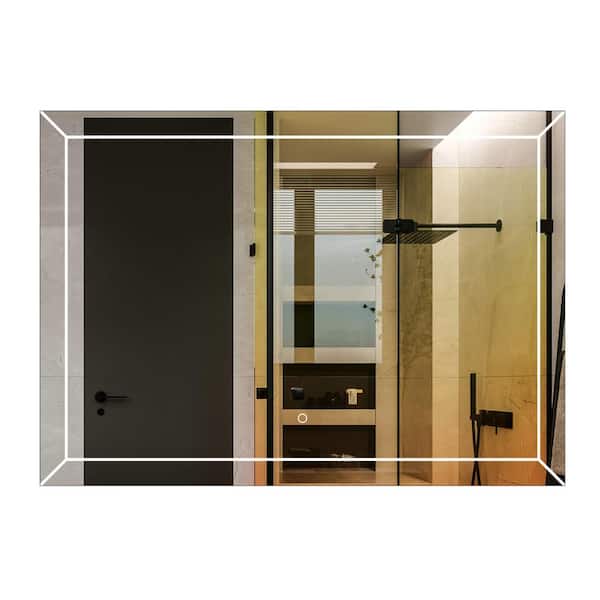 Sinber 42 in. W x 30 in. H Rectangular Frameless Anti-Fog Wall-Mounted LED Light Bathroom Vanity Mirror with Illuminated Light