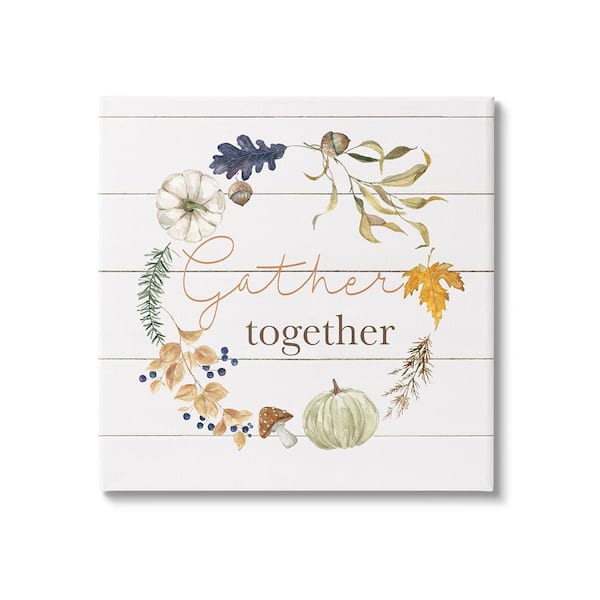 Stupell Industries Gather Together Autumn Wreath by Livi Finn 1-Piece Unframed Graphic Print Nature Poster Art Print 30 in. x 30 in.