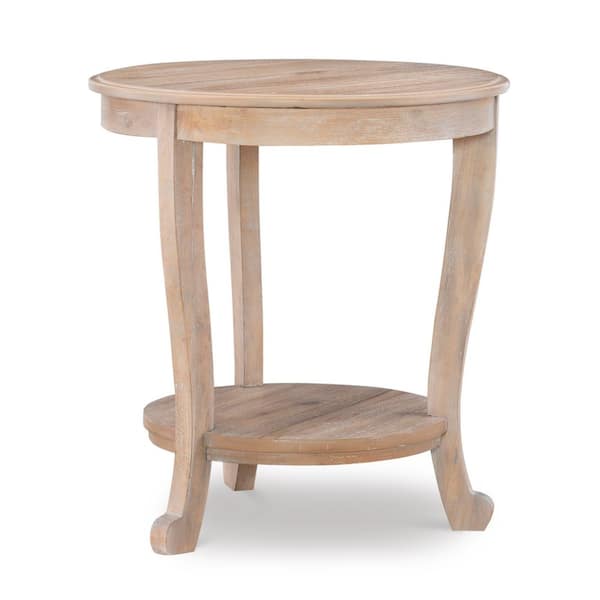 Powell Company Whither 22 in. Natural Round Wood End Table with Shelf