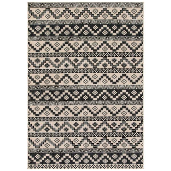 SAFAVIEH Veranda Beige/Gray 9 ft. x 12 ft. Border Indoor/Outdoor Patio  Area Rug