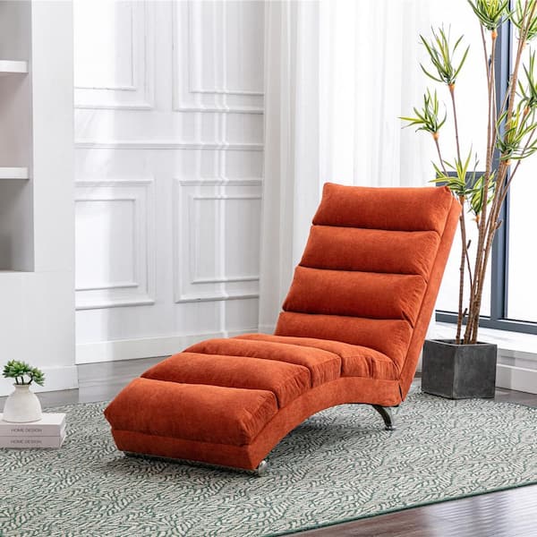 ANBAZAR Orange Linen Upholstered Chaise Lounge/Leisure Lounge Chair, Living  Room Reading Sofa Chair with Metal Leg WJZ-089A - The Home Depot
