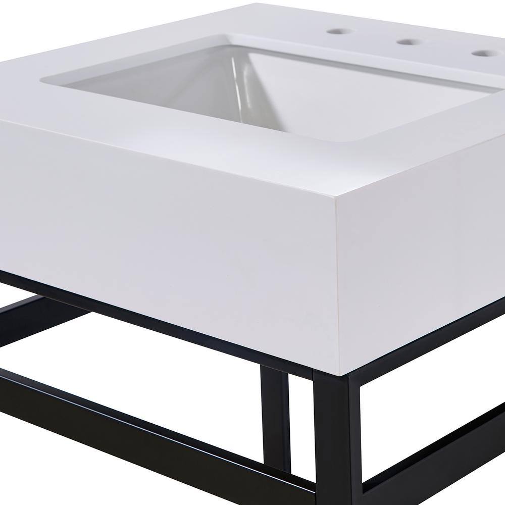 24" Snow White Ceramic Bathroom Vanity Top with Sink