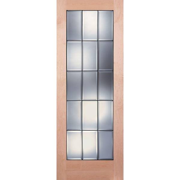 Feather River Doors 30 in. x 80 in. 15 Lite Unfinished Maple Clear Bevel Patina Woodgrain Interior Door Slab