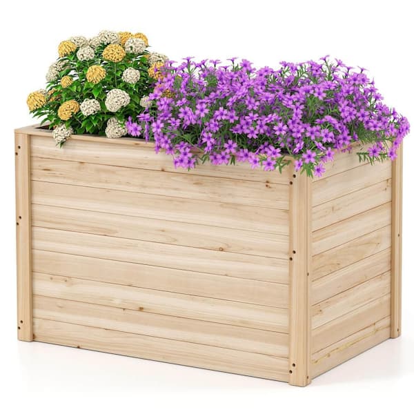 40 in. x 25 in. x 26 in. Elevated Natural Wood Planter Box with Open-Ended Base for Deep-Rooted Vegetable (1 PCS)
