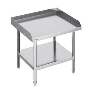 Sliver 24 x 28 x 26 in. Stainless Steel Commercial Kitchen Prep Table 3-Sided Backsplash Metal Table with Adjustable