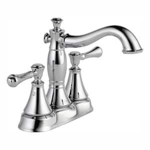 Cassidy 4 in. Centerset 2-Handle Bathroom Faucet with Metal Drain Assembly in Chrome