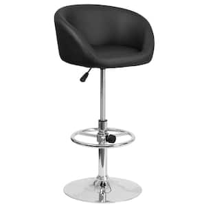 32 in. Adjustable Height Black Cushioned Bar Stool