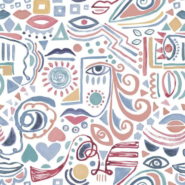 RoomMates 28.29 sq. ft. Mod Faces Peel and Stick Wallpaper