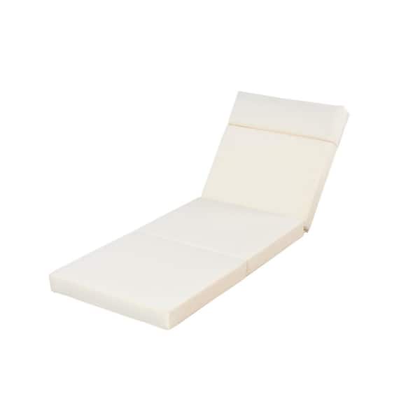 76.25 in. x 27.25 in. Replacement Outdoor Chaise Lounge Cushion with 4 Folds in Beige for Poolside, Patio and Garden