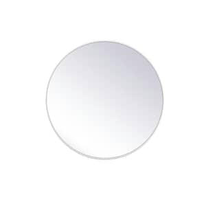Medium Round White Modern Mirror (39 in. H x 39 in. W)