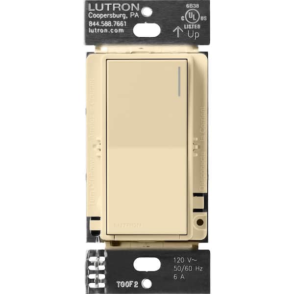 Lutron Sunnata Switch, for 6A Lighting or 3A 1/10 HP Motor, Single Pole/Multi Location, Ivory (ST-6ANS-IV)