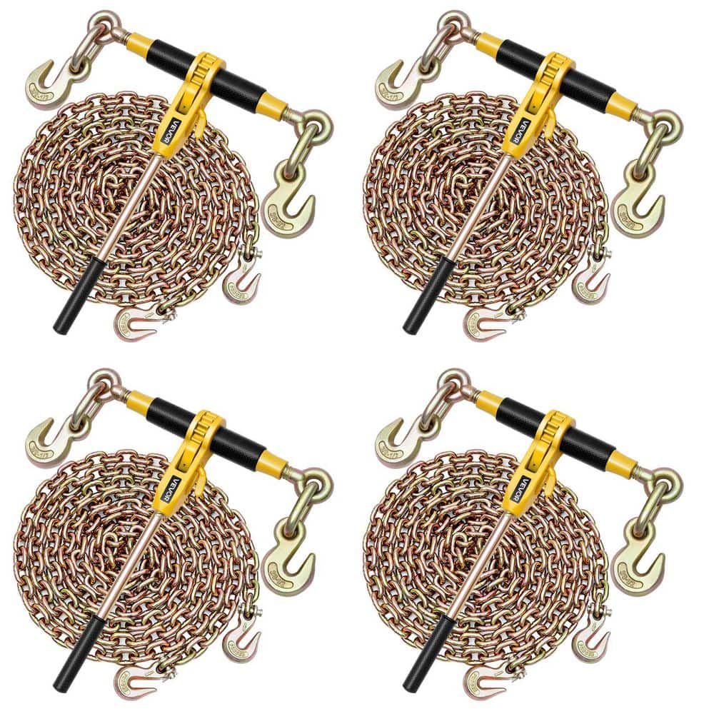 4 Pièces Serre-chaînes à Cliquet 9200 Lbs - Longueur Réglable 24-30" - Pour Chaînes 3/8"-1/2"