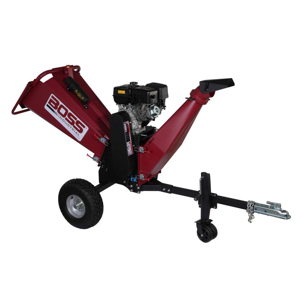 Boss Industrial 6 in. 15hp Gas Powered Chipper Shredder with Dual Belt drive, Extended Axle, and Tow Hitch