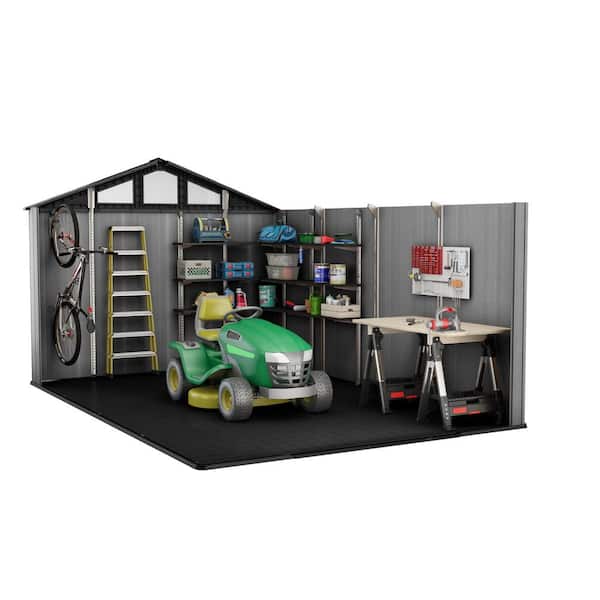 Stronghold 10 ft. W x 15 ft. D Resin Plastic Shed with Floor (150 sq. ft.) in Grey