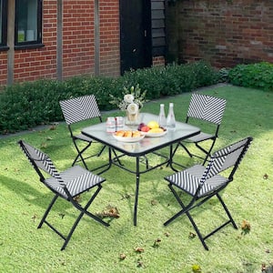 Folding Rattan Outdoor Dining Chairs for Camping and Garden Set of 4